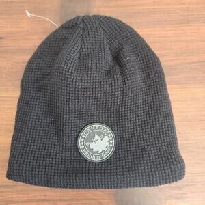 Canada Weather Gear Black Beanie Soft Lined Gray Logo‎ New